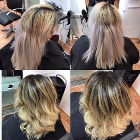 4 Vorher-nachher-Fotos der Färbetechnik Balayage
